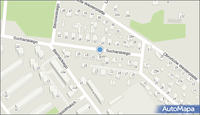 Mielec, Sucharskiego Henryka, mjr., 9, mapa Mielca