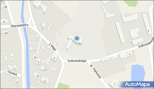 Mysłakowice, Sułkowskiego, 1, mapa Mysłakowice