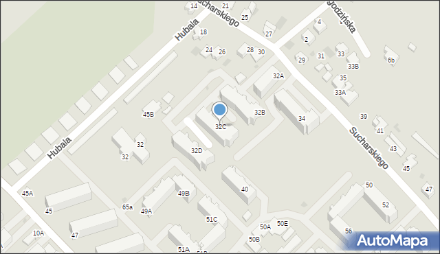 Myszków, Sucharskiego Henryka, mjr., 32C, mapa Myszków