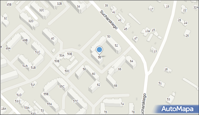 Myszków, Sucharskiego Henryka, mjr., 56, mapa Myszków