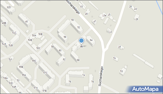 Myszków, Sucharskiego Henryka, mjr., 66, mapa Myszków