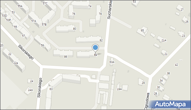 Myszków, Sucharskiego Henryka, mjr., 84, mapa Myszków