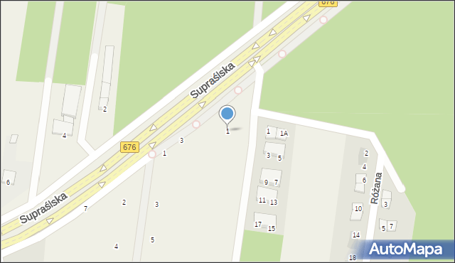 Nowodworce, Supraślska, 1, mapa Nowodworce