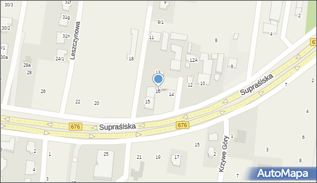 Nowodworce, Supraślska, 16, mapa Nowodworce