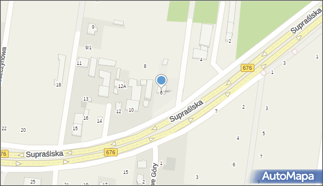 Nowodworce, Supraślska, 6, mapa Nowodworce