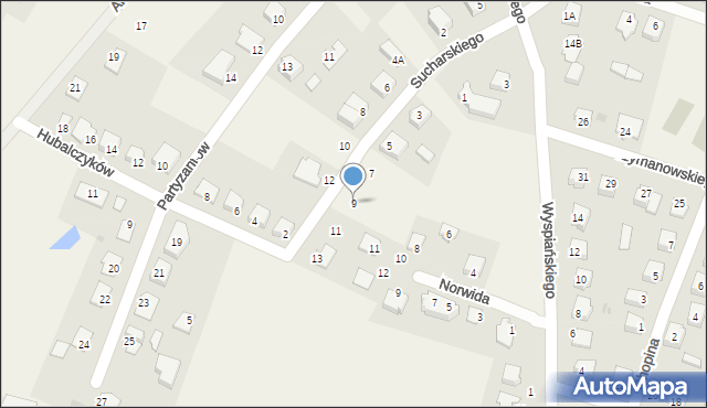 Olszewo-Borki, Sucharskiego Henryka, mjr., 9, mapa Olszewo-Borki