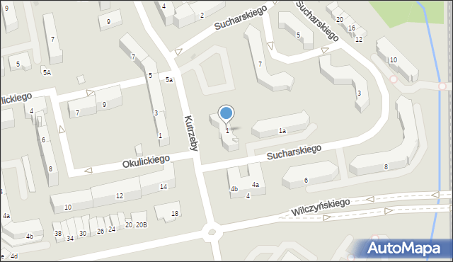 Olsztyn, Sucharskiego Henryka, mjr., 1, mapa Olsztyna