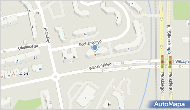 Olsztyn, Sucharskiego Henryka, mjr., 6, mapa Olsztyna