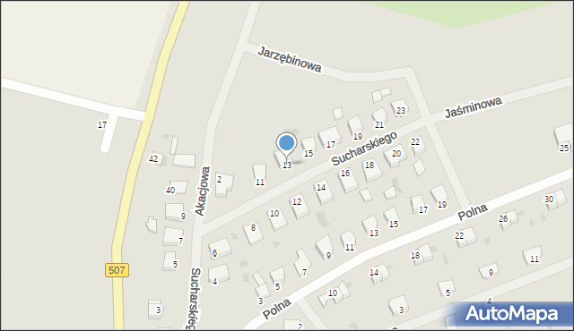 Orneta, Sucharskiego Henryka, mjr., 13, mapa Orneta