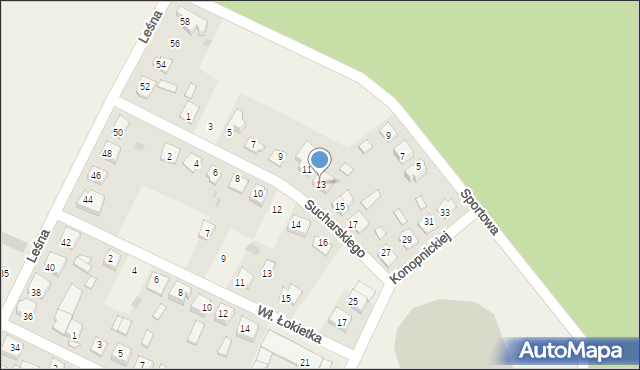 Osięciny, Sucharskiego Henryka, mjr., 13, mapa Osięciny