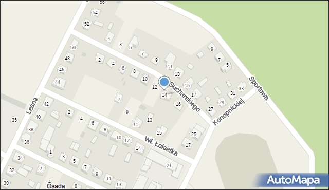 Osięciny, Sucharskiego Henryka, mjr., 14, mapa Osięciny