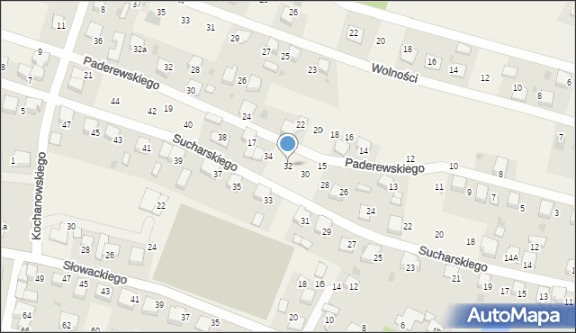 Piasek, Sucharskiego Henryka, mjr., 32, mapa Piasek