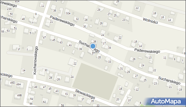 Piasek, Sucharskiego Henryka, mjr., 37, mapa Piasek