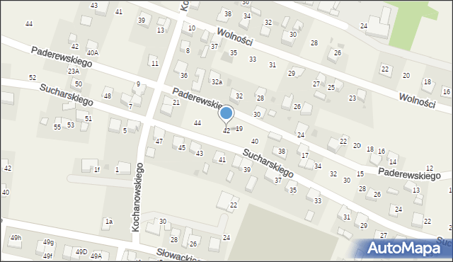Piasek, Sucharskiego Henryka, mjr., 42, mapa Piasek