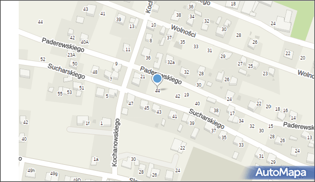 Piasek, Sucharskiego Henryka, mjr., 44, mapa Piasek