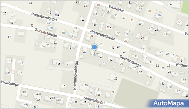 Piasek, Sucharskiego Henryka, mjr., 45, mapa Piasek