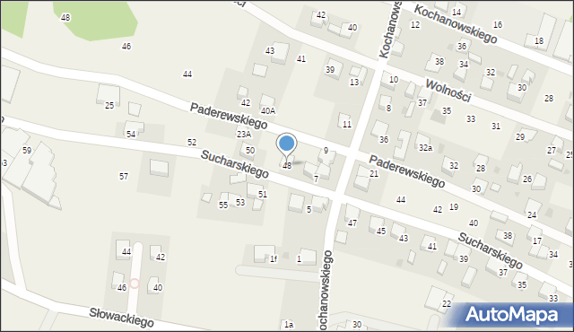 Piasek, Sucharskiego Henryka, mjr., 48, mapa Piasek