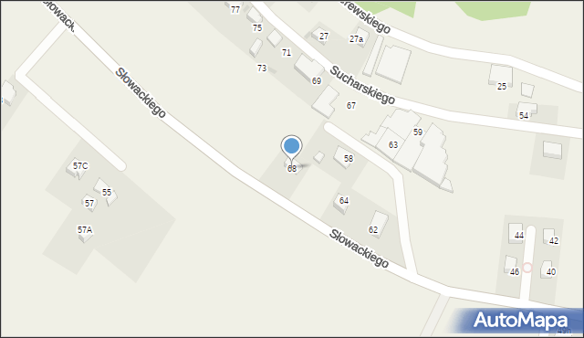Piasek, Sucharskiego Henryka, mjr., 68, mapa Piasek