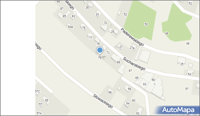 Piasek, Sucharskiego Henryka, mjr., 73, mapa Piasek