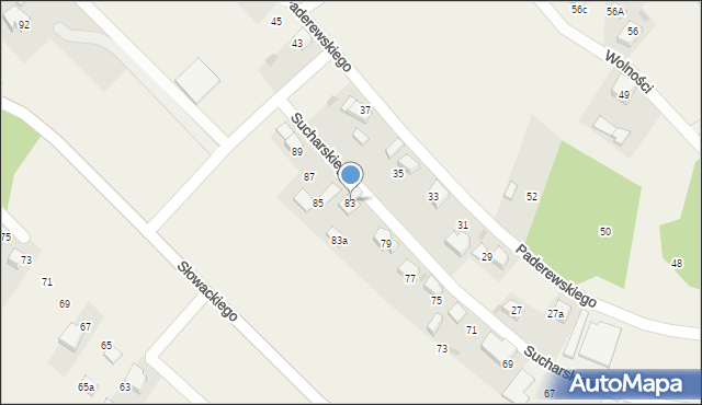 Piasek, Sucharskiego Henryka, mjr., 83, mapa Piasek