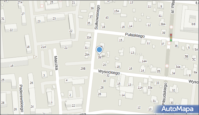 Piastów, Sułkowskiego Józefa, 34, mapa Piastów