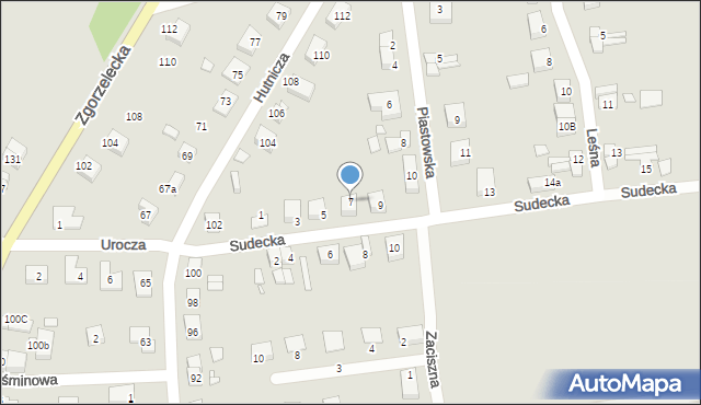 Pieńsk, Sudecka, 7, mapa Pieńsk