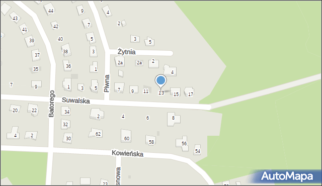Pisz, Suwalska, 13, mapa Pisz