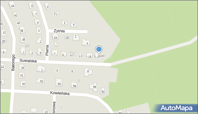 Pisz, Suwalska, 17, mapa Pisz