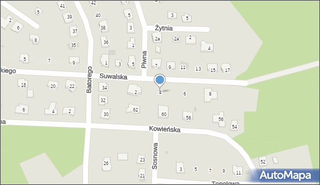 Pisz, Suwalska, 4, mapa Pisz