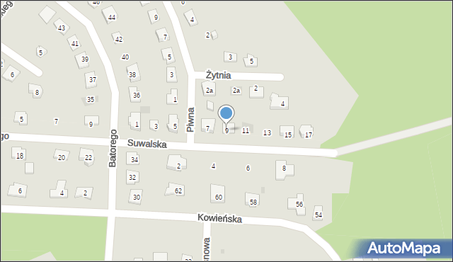 Pisz, Suwalska, 9, mapa Pisz