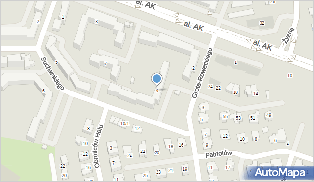 Płock, Sucharskiego Henryka, mjr., 9, mapa Płock