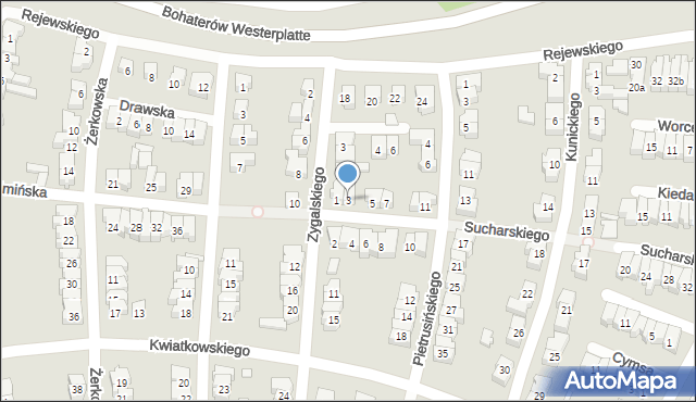 Poznań, Sucharskiego Henryka, mjr., 3, mapa Poznania