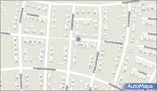Poznań, Sucharskiego Henryka, mjr., 4, mapa Poznania