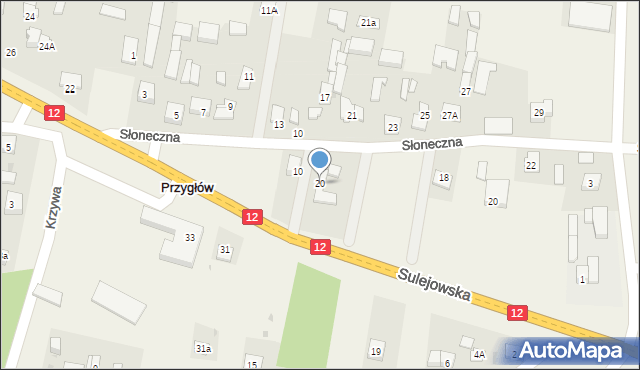 Przygłów, Sulejowska, 20, mapa Przygłów