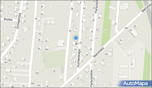 Pszczyna, Sucharskiego Henryka, mjr., 3B, mapa Pszczyny