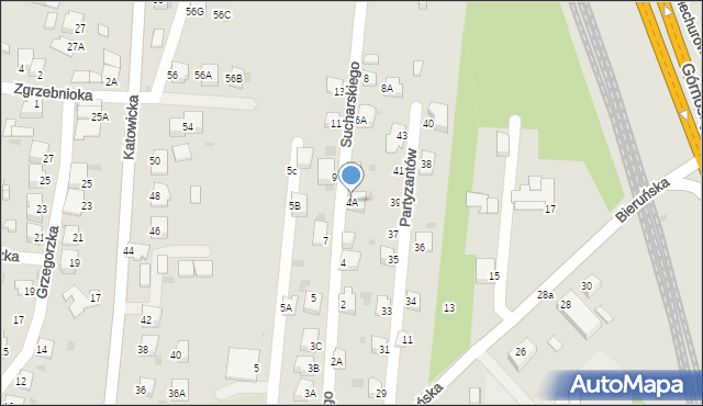 Pszczyna, Sucharskiego Henryka, mjr., 4A, mapa Pszczyny