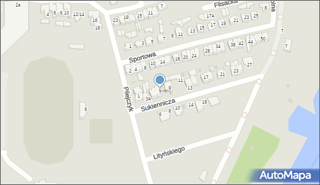 Pułtusk, Sukiennicza, 7, mapa Pułtusk