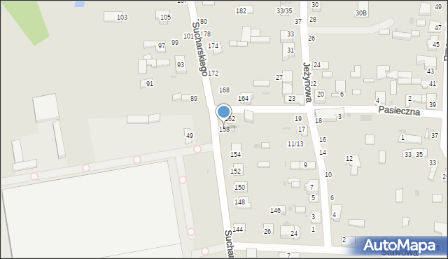 Radomsko, Sucharskiego Henryka, mjr., 158, mapa Radomsko