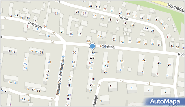 Rawicz, Sucharskiego Henryka, mjr., 12C, mapa Rawicz