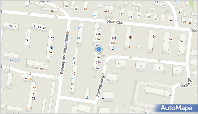 Rawicz, Sucharskiego Henryka, mjr., 14B, mapa Rawicz