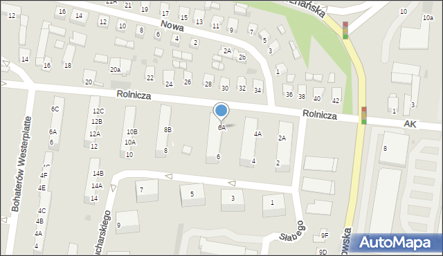 Rawicz, Sucharskiego Henryka, mjr., 6A, mapa Rawicz