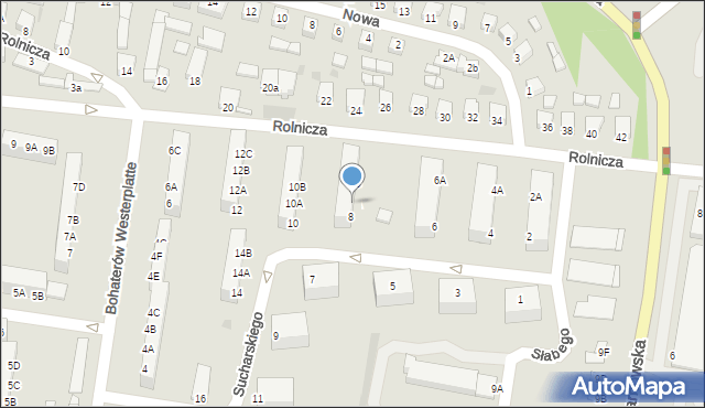 Rawicz, Sucharskiego Henryka, mjr., 8A, mapa Rawicz
