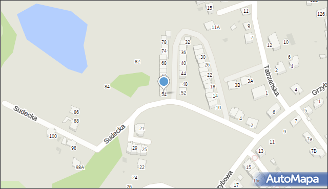 Ruda Śląska, Sudecka, 54, mapa Rudy Śląskiej