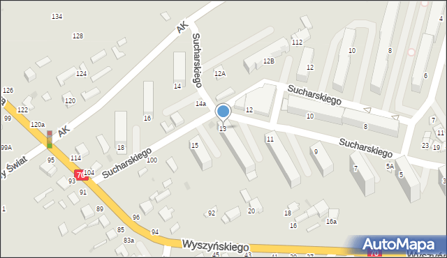 Skierniewice, Sucharskiego Henryka, mjr., 13, mapa Skierniewic