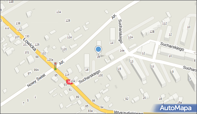 Skierniewice, Sucharskiego Henryka, mjr., 16, mapa Skierniewic