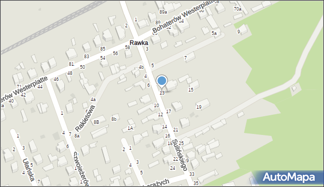 Skierniewice, Sulińskiego Romualda, ppłk. pil., 13, mapa Skierniewic