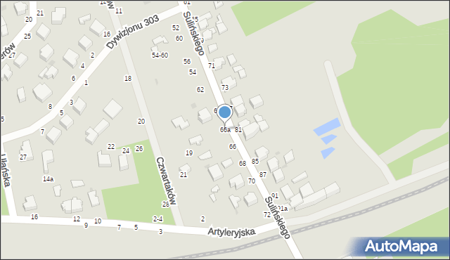 Skierniewice, Sulińskiego Romualda, ppłk. pil., 66a, mapa Skierniewic