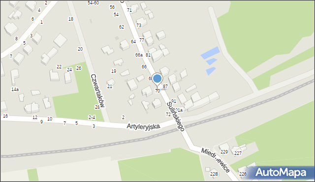 Skierniewice, Sulińskiego Romualda, ppłk. pil., 70, mapa Skierniewic