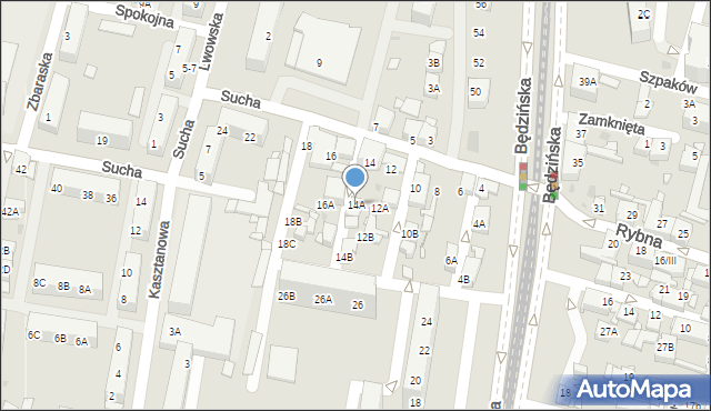 Sosnowiec, Sucha, 14A, mapa Sosnowca