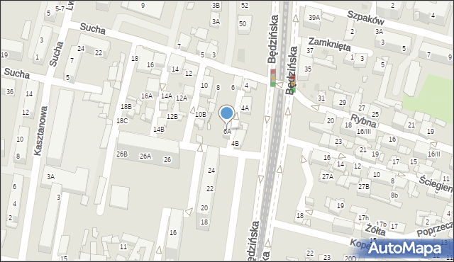 Sosnowiec, Sucha, 6A, mapa Sosnowca